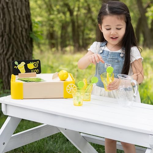 Image of Fat Brain Toys Pretendables Lemonade Time Set, Pretend Play Food Lemonade Stand for Kids with Storage, Great Imaginative Play, Toy Food Set for Ages 3+