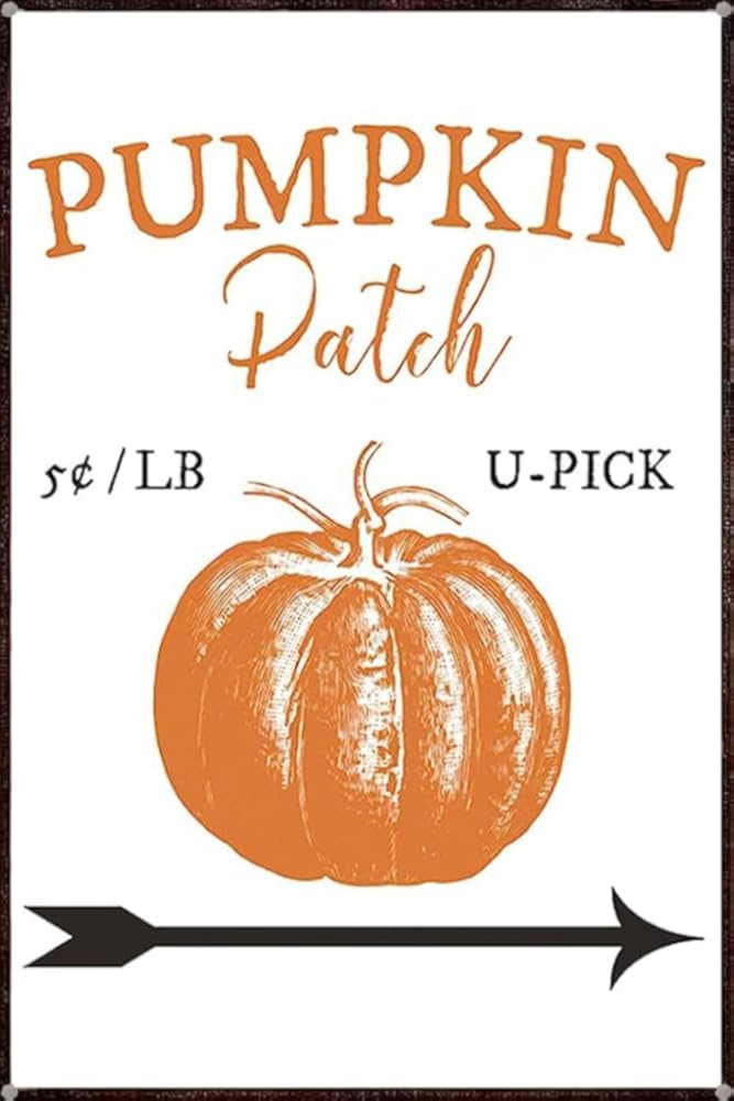 New Aluminum Pumpkin Patch Metal Tin Sign Fall Home Kitchen Office Bar Cafe Decor Metal Tin Sign 8X12 Inch