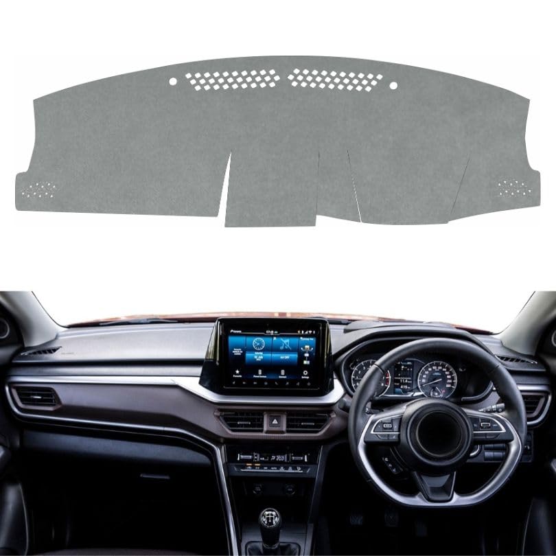 Image of Car Dashboard Cover Compatible with Maruti Suzuki Brezza 2022-2025 Dustproof, UV Resistant | All-Weather Protection | Custom Fit Car Accessorie (Gray)