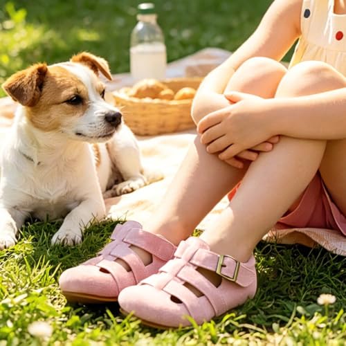 Image of ESTINE Toddler Girls Little Kids Close Toe Sandals - Flower Girl Dress Flats Summer Shoes