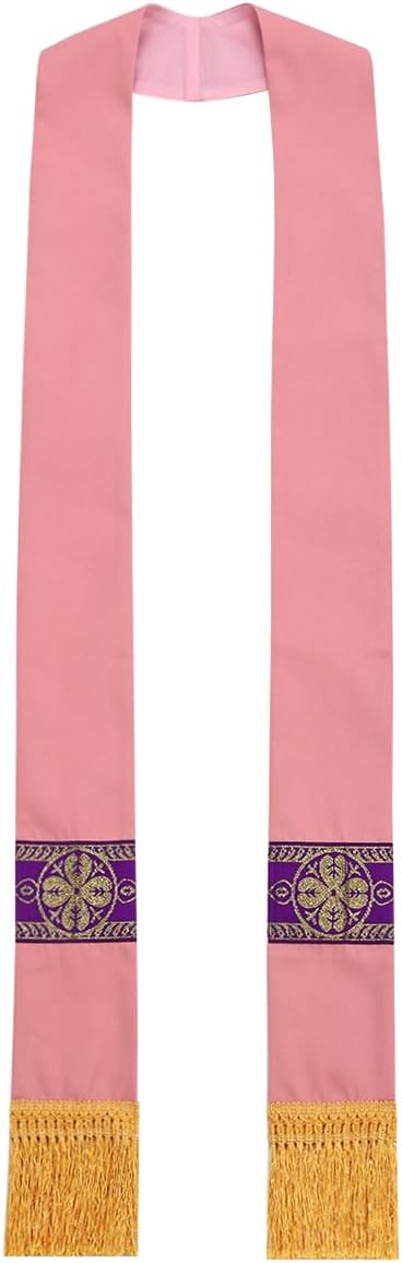 CAMDOM Catholic Priest Chasuble Church Mass Vestment Robe with Stole - Image 5