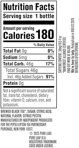 Pure Leaf Iced Tea, Raspberry, Real Brewed Tea, 18.5 Fl Oz Bottles (Pack of 12) - 1