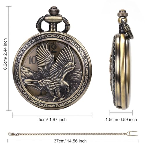 Montre gousset aigle en bronze le cadeau de Noël et Saint-Valentin idéal - 6