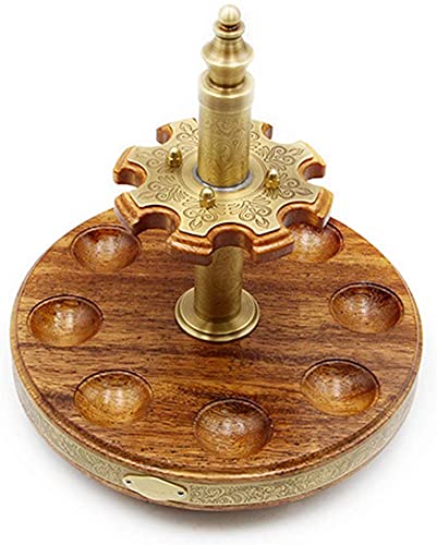 Bmink Wooden Tobacco Pipe Rack, Pipe Display Rack Tobacco Pipe Stand - Wooden Pipe Rack - For 8 Smoking Pipes, Solid Wood Rotatinghand Made Exquisite Craft Smoking Accessories #TOP1