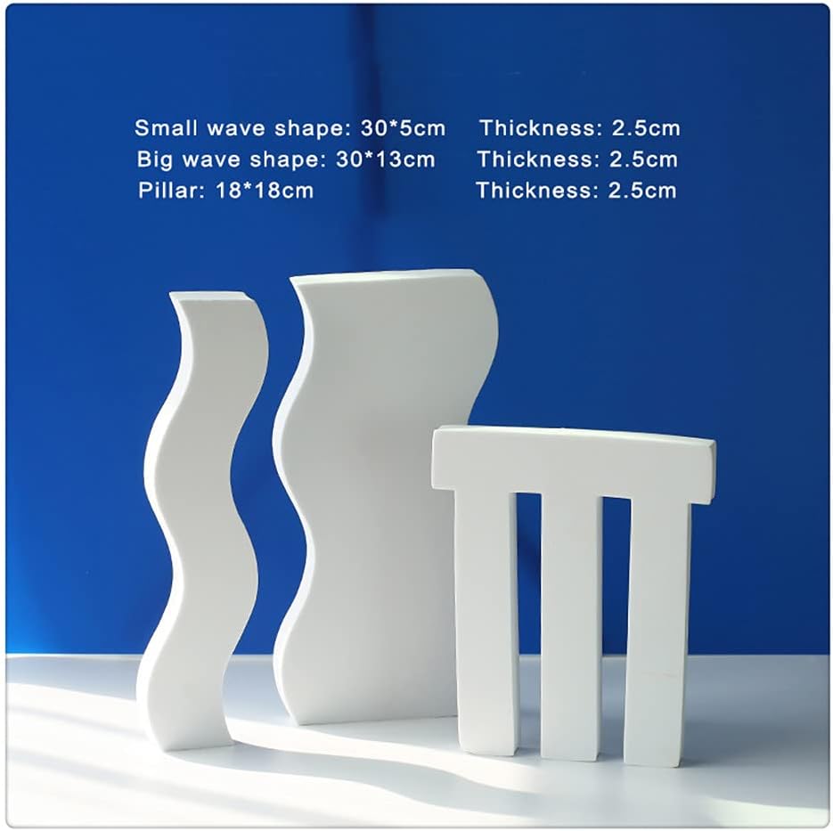 3Pcs Geometric Photographic Props Set White Wave Shape Foam Stereo Ornament Shooting Backdrop Indoor Posing Photo Decor Background