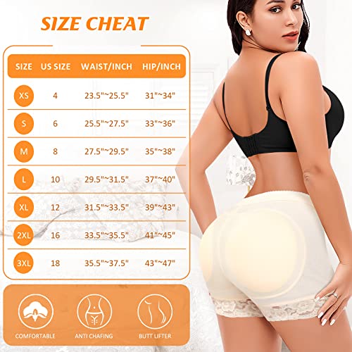 Werena Butt Lifter Seamless Padded Panties Lace Booty Pads Hip Enhancer Underwear Shorts Shapewear (#1 Nude,Small) #TOP6