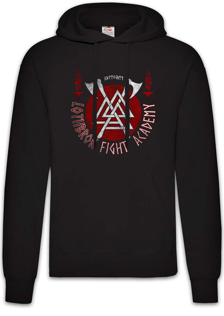 Urban Backwoods Lothbrok Fight Academy Hoodie Bluza z kapturem Męska Rozpinana, Bluza z kapturem, czarny, S