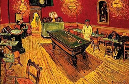 BUY ART FOR LESS Officially Licensed Night Cafe with Pool Table by Vincent Van Gogh Art Poster - 24 x 36 Inch - Decorative Print - Poster Paper - Ready to Frame