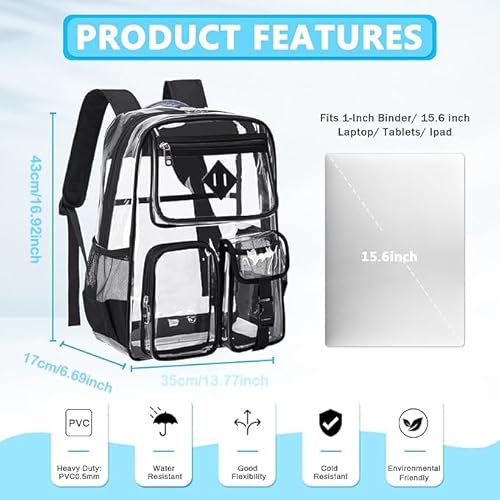 image for PIG PIG GIRL Clear Backpack for School, Heavy Duty PVC Transparent Boo