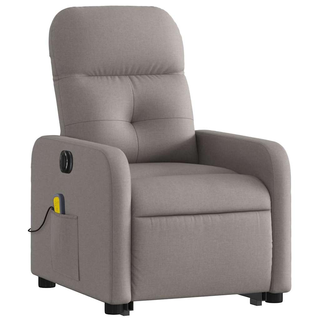 Sillón elevador eléctrico reclinable de tela color pardo con 6 puntos de vibración, función de elevación e inclinación de 135 grados, cómoda y práctica