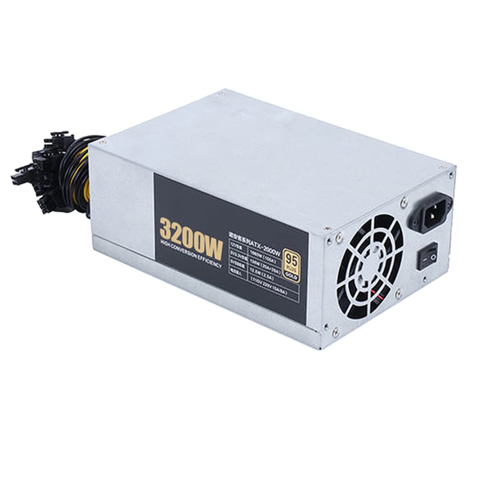Maisize3200/2600/2400/2000W ETH Bitcoin Mining Power Supply 180-240V 10x6Pin 95% Efficiency Power Supply For Ethereum BTC Bitcoin Miner (Color : 2U 3200W)