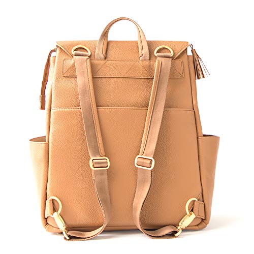 Freshly Picked - Convertible Classic Diaper Bag Backpack - Large Internal Storage 10 Pockets Wipeable Vegan Leather - Butterscotch Tan - Thumbnail 5