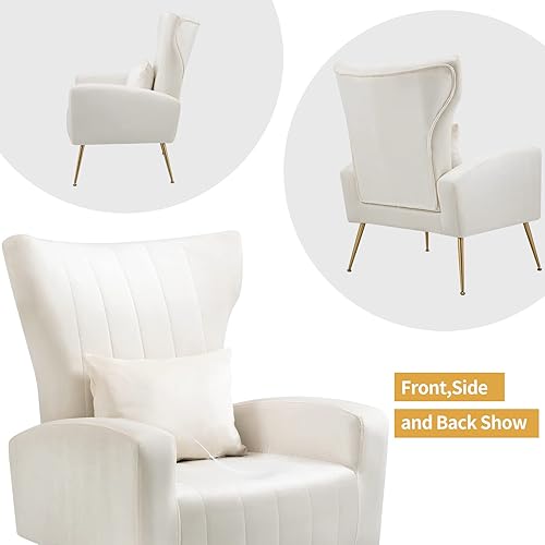 Miniatura 117 de Sillas modernas para sala de estar, sillón de terciopelo con almohada lumbar, sillas de dormitorio con respaldo alto, silla de tocador, silla de