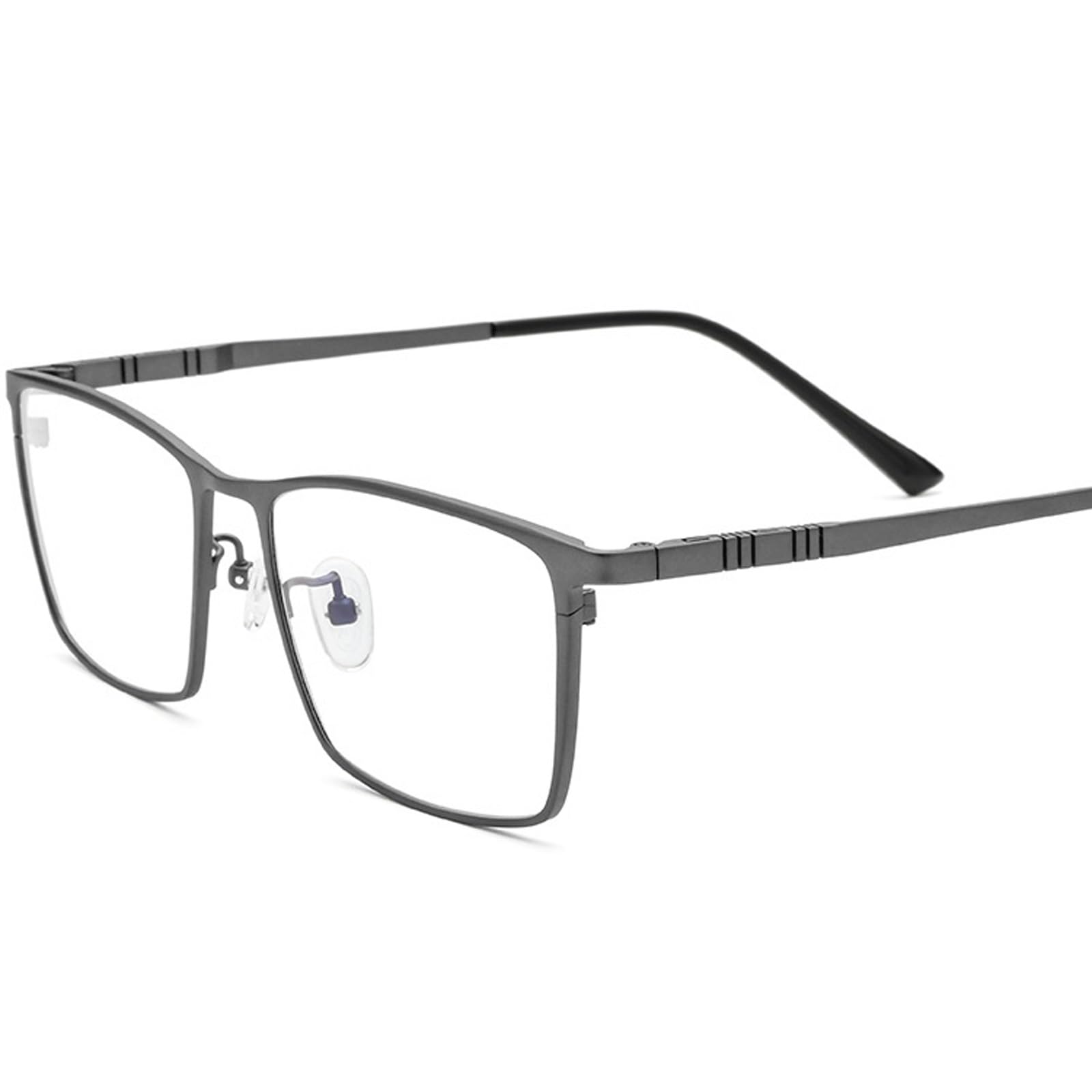 Quadratische Brillengestelle, Reine Titanbrille for Computer, ultraleichte, Nicht verschreibungspflichtige Brillen mit Silikon-Nasenpolster(Grey)