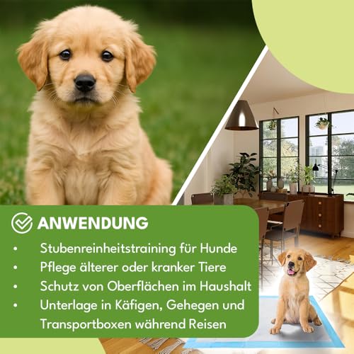 KRUMAD Trainingspads für Hunde, 50 Stück, 6-Schichten, PIPI Matten für Hunde, Trainingsmatte für Welpen, Inkontinenzunterlagen, Wasserdicht, Hunde Zubehör, 60 x 90 cm