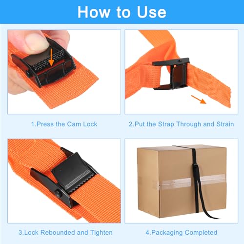 Image of uxcell Tie Down Straps, 2Pcs Adjustable Buckle Lashing Straps, 23' x 1 inch Cinch Strap for Luggage Packing, Cargo, Trucks (Dark Blue)