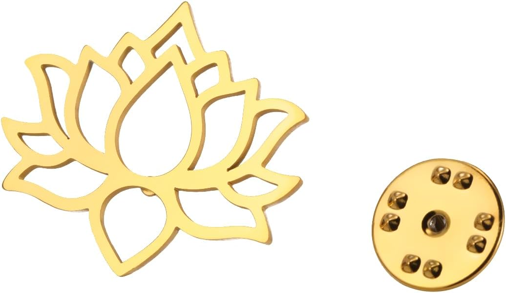 Dreamtimes Lotus Flower Brooch Pin Intricate Stainless Steel Spiritual Jewelry for Women & Men Zen Buddhist Symbol Accessory for Yoga Meditation Lightweight Lapel Pin Gift