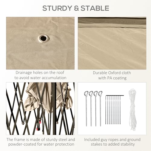 Outsunny 3.3 x 3.3m Pop Up Gazebo, Double Roof Foldable Canopy Tent with Zipped Mesh Sidewalls, Height Adjustable and Carrying Bag, Event Tent for Patio Garden, Beige 6 Outsunny 3.3 x 3.3m Pop Up Gazebo, Double Roof Foldable Canopy Tent with Zipped Mesh Sidewalls, Height Adjustable and Carrying Bag, Event Tent for Patio Garden, Beige - Image 6