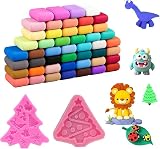 PLATEYTR Adult Air Dry Clay Set, 48 Colours – Modelling Clay with Christmas Tree Shapes, Soft & Safe, for Creative Crafting
