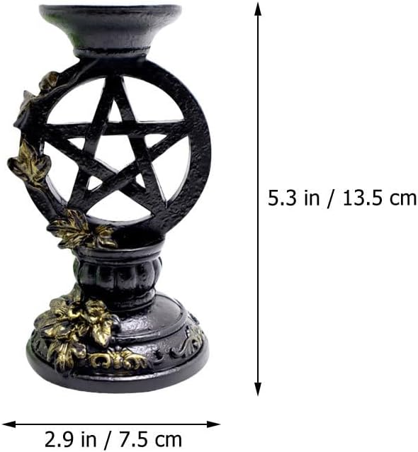 Cabilock Pentagram Ornament Jade Base Crystal Ball Stand Vintage Photo Prop for Desktop Decor Metaphysical Decor Accent Ritual Display Tea Light Holder for Home or Party