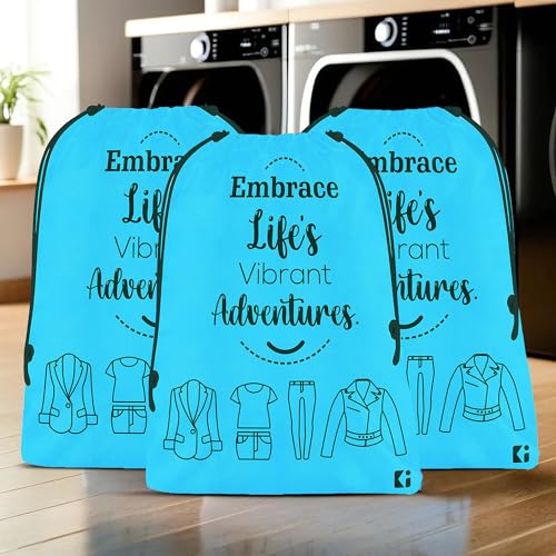 Image of Kuber Industries Pack of 3 Cloth Storage Bag | Non-Woven Storage Organizer | Garments Cover for Laundry | Travel Storage Organizer for Clothing | Travel Cloth Carrying Bag | Medium | Sky Blue