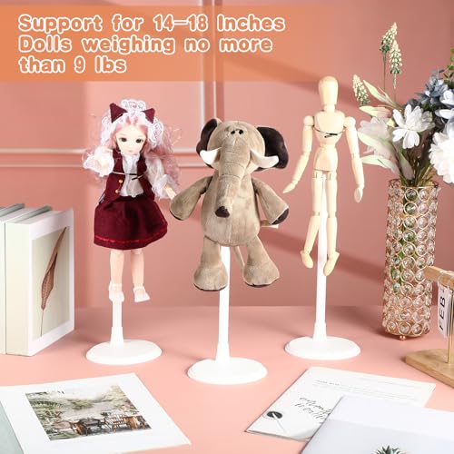 Image of Yaocom 12 Pcs Adjustable Doll Stand Display Holder for 14 to 18 Inches Action Figure Stands with Expandable Waist Wire Bracket Support Dolls Display Rack for Home Shop Birthday Party(White)