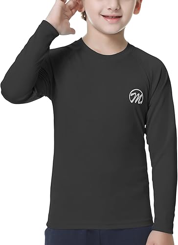 MEETWEE Camiseta de protección solar UPF 50+ de manga larga para niños, camiseta de natación para jóvenes, SPF de secado rápido, trajes de baño