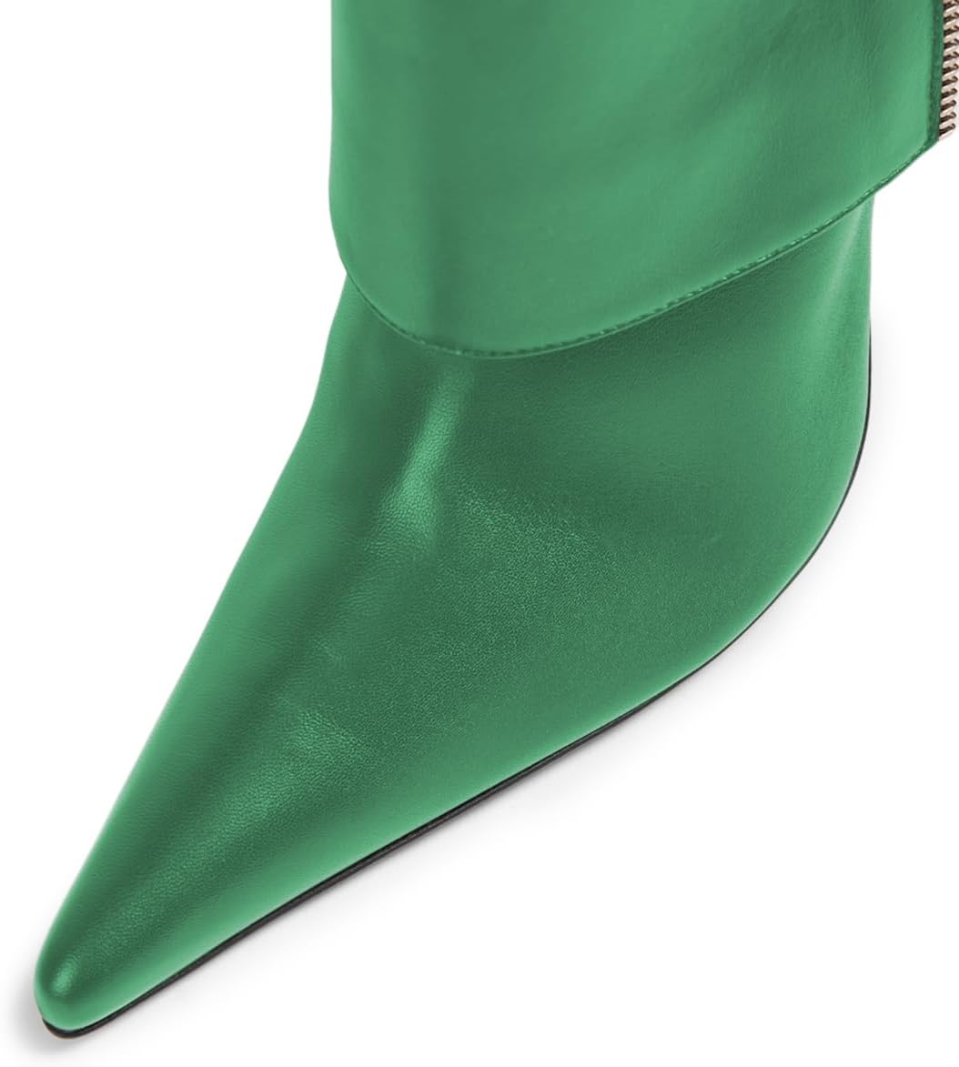 YDN Women's Side Zipper Knee High Boots Pointed Toe Stiletto High Heels Chic Style Party Daily Dress Booties Shoes Size 4-16 US