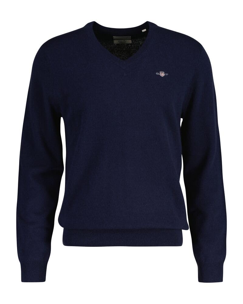 GANT Extrafine Lambswool V-Neck, navy, XXXL