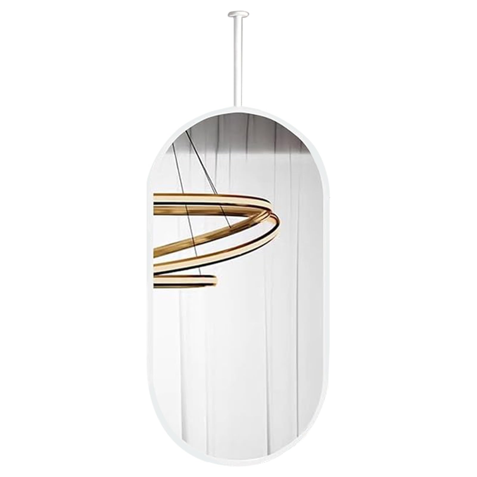 FGXHHS White, Metal Framed Oval Mirror for Over Sink, Ceiling Mounted Home Decor Vanity Makeup HD Mirrors(50cmx100cm)
