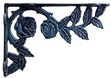 FLAG EMOTES Wall Shelf Bracket Rose Bush Cast Iron Brace Verdigris 8.75' Deep