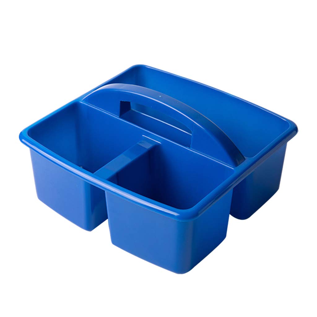 Uqezagpa Blue 3 Compartments Storage Divided Basket Bin Box Multiuse Kid Arts Holder Caddies Home School Office Shower With Handle