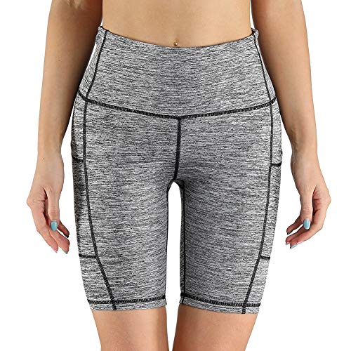 Q&M High Waist Yoga Shorts Gym Workout Short Pant Tummy Control Athletic Shorts,L