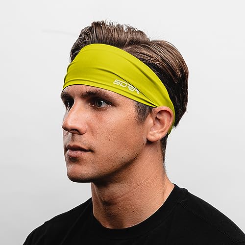 Image of Suddora Solid Color Wide Headband /Sweatband - Workout, Football, Soccer, Yoga (Yellow)