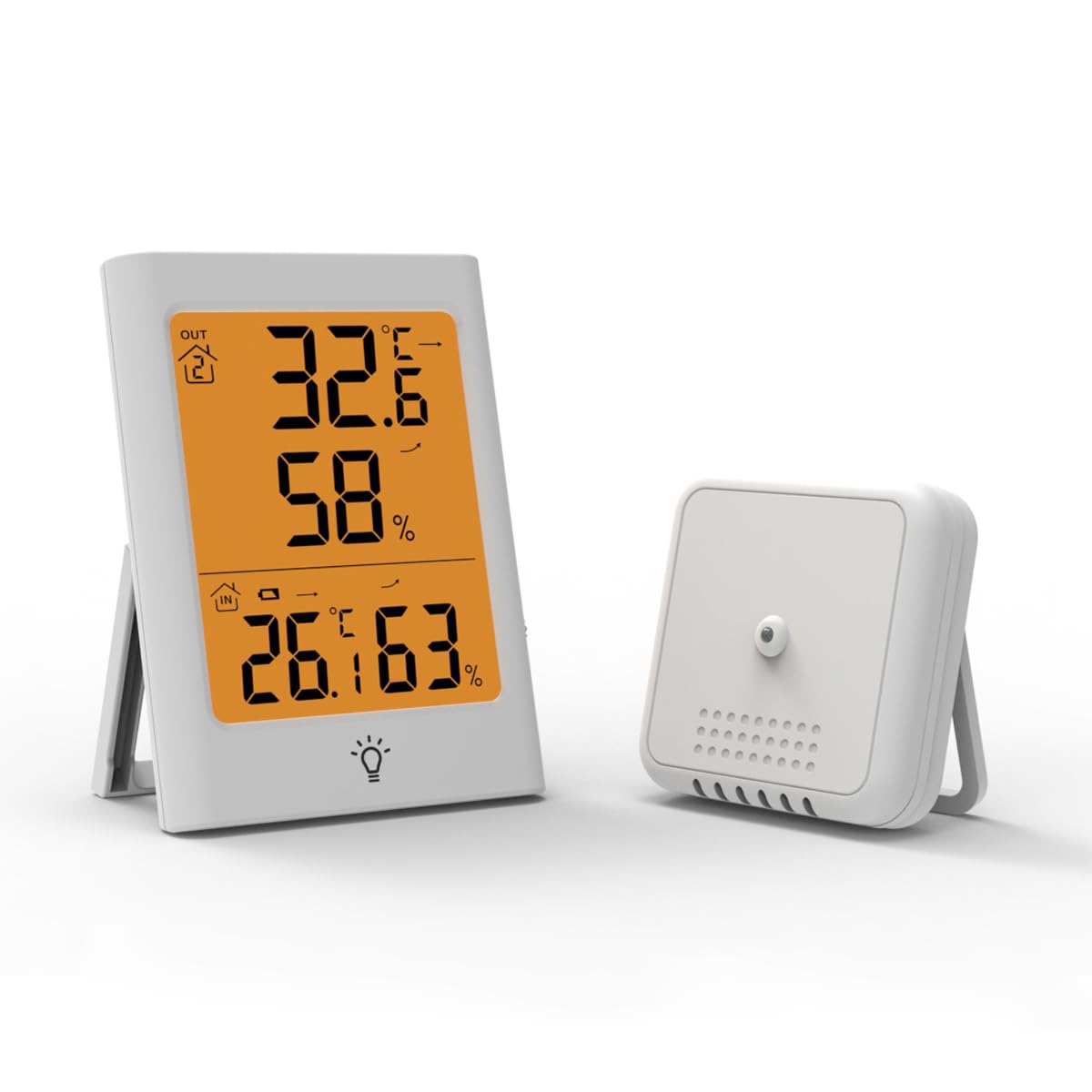 Termómetro inalámbrico higrómetro con sensor exterior, monitor digital de humedad, registro máximo/mín, pantalla LCD, para interior y exterior