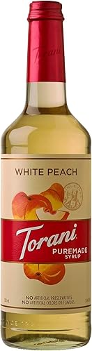 Torani Puremade - Jarabe, sabor melocotón blanco, botella de vidrio, sabores naturales, 25.4 onzas líquidas 25.4 onzas líquidas