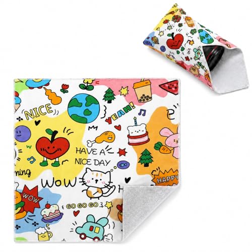 [NIJITUKI] カメラ用ラッピングクロス カメララップ カメラクロス カメラ保護 クリーニングクロス ピタットくっつくクリーニングクロス レンズ保護 プロテクトラップ ミラーレス カメラ アクセサリ 持ち運び コンパクト カメラ/レンズ/スマホ/タブレット/switch/フラッシュなど保護 カートゥーンパーク 45cm×45cm