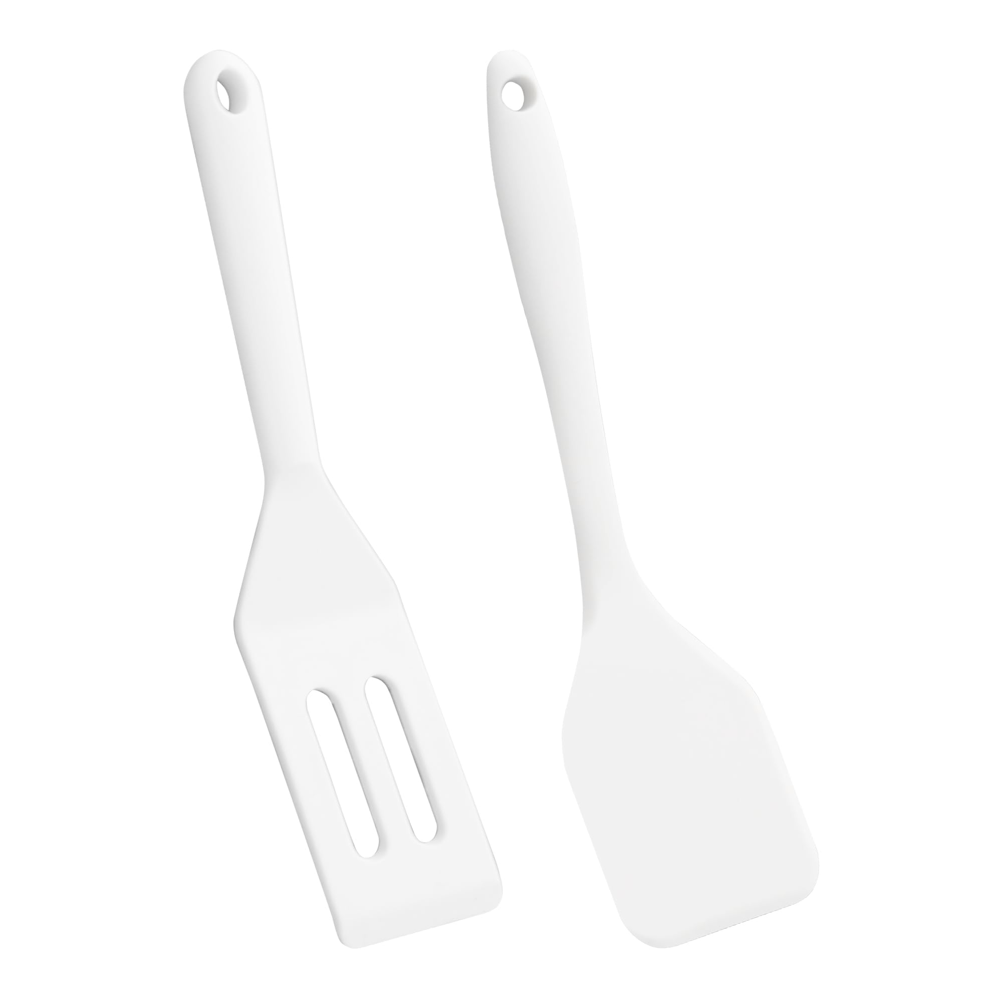 2 mini espátulas de silicona, espátula ranurada de silicona antiadherente, resistente al calor, para cocinar, color blanco