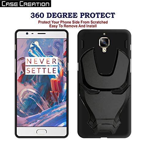 Image of COVERLY Official 3D Touch Feel Trending Marvel Avengers Logo Mask Soft Rugged Grip Silicone Iron Man Super Power Cartoon Movie Silicone Matte Back Cover for Oneplus 3T - Black (2018)