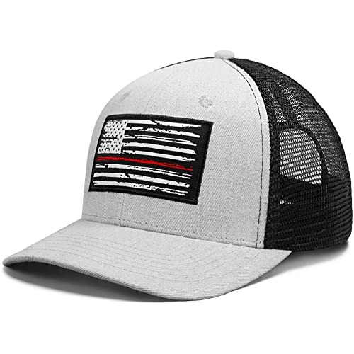 Image of American Flag Hat, Baseball Cap for Men Women, Adjustable Snapback Hats USA Flag Trucker Hat Black