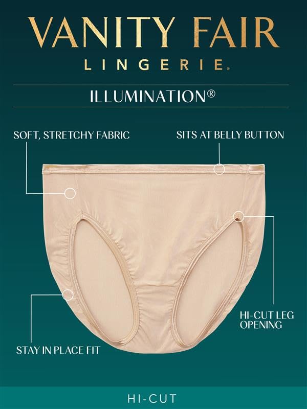 Image of Vanity Fair Women's Illumination Hi Cut Panties, Silky Stretch & Satin Trim