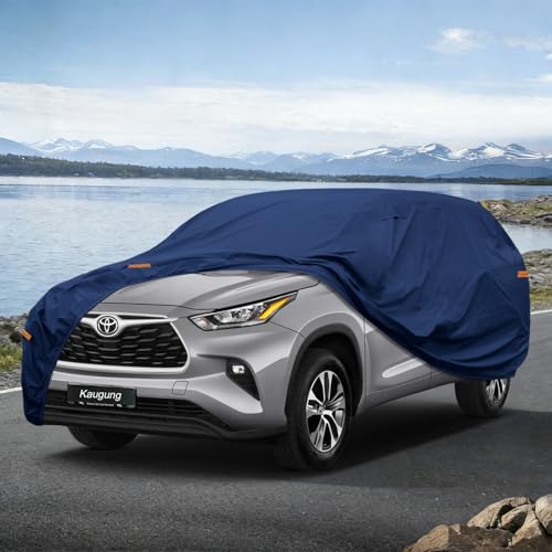 Image of Kaugung Custom Fit SUV Car Cover for Toyota Highlander (2013-2026), Heavy Duty Waterproof All Weather Outdoor Protection, Breathable Full Exterior Cover with Vent, Rain Sun Snow UV Proof