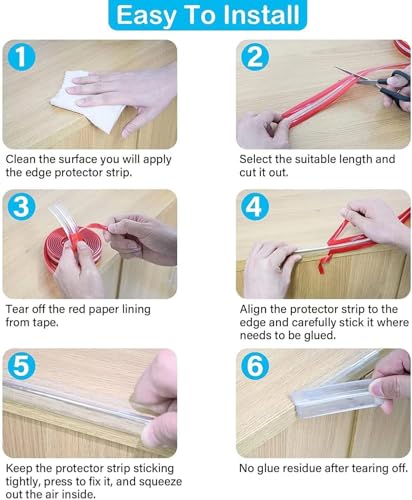 Image of Ducki 6-Square Silicone Wall Protector for Door Handle and Furniture Accessories Self Adhesive Bumper Guard Stopper Pads (3-Meter Corner Safety, 3-Meter Corner Safety)