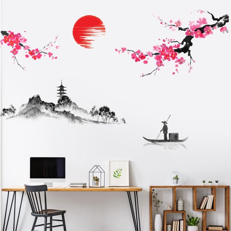 CAVE ART  Wooden Fence Flower Blossom Tree Branch Birds Wall Stickers for Living Room Wall Sticker (PVC Vinyl - 200 cm X 50 cm) (pink5) (B0CCB7K112) Amazon Price History, Amazon Price Tracker
