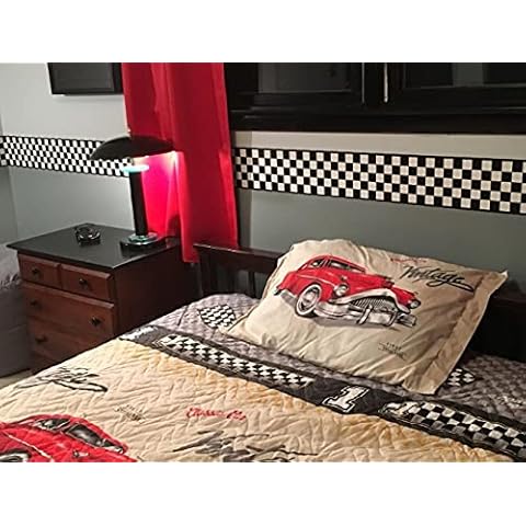 Checkered Flag Cars Wallpaper Border-6 Inch Cover