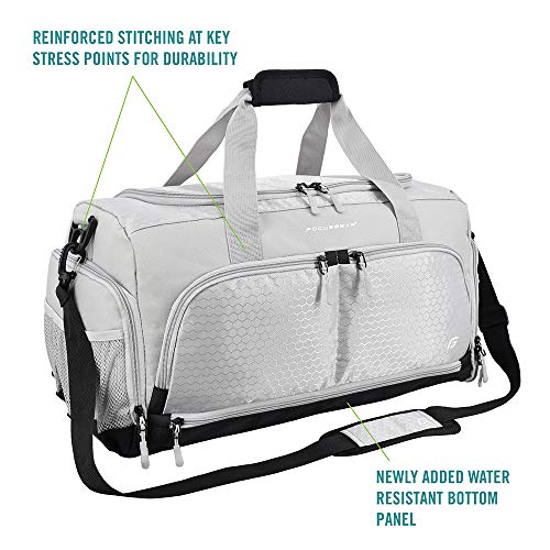 Ultimate Gym Bag 2.0: The Durable Crowdsource Designed Duffel Bag with 10 Optimal Compartments Including Water Resistant Pouch (Silver, Medium (20
