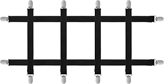 6pcs Hidden Strap Tablecloth Clips, Tablecloth Secure Straps Under Table Cloth Clips Bed Sheet Clips Elastic Strap Clip for Securing Tablecloth Picnic Tables Sofa Bed (Black)