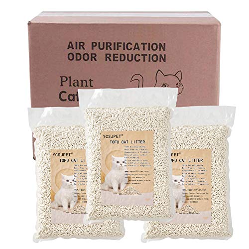 YCSJPET 18lbs Tofu Cat Litter Fast-Clumping Multi-Cat Litter Flushable Litter Unscented and No Dust Pellets (Tofu Plant cat litter-18 Lbs)
