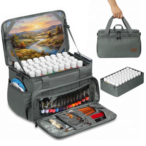 Image of Magicfly Art Bag, Large Paint Organizer Bag for Acrylic Oil Watercolor Tubes, Waterproof Art Bags for Supplies for Outdoor /Travel /Class /Home, Easy-to-Carry Travel Art Bag for Artists & Art Students