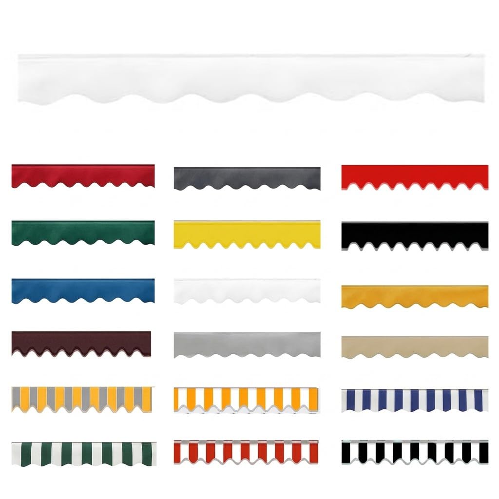 Generico Mantovana di Ricambio per Tenda da Sole Resistente Ai Raggi UV,Striscia in Tessuto Impermeabile,Resistente con Bordo Smerlato,Accessorio di Ricambio per Tende Esterno,Bianca,W460xH26cm